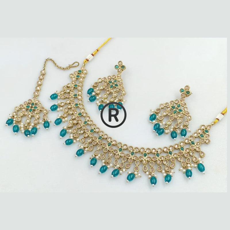 Manisha Jewellery Gold Plated Crystal Stone And Beads Necklace Set