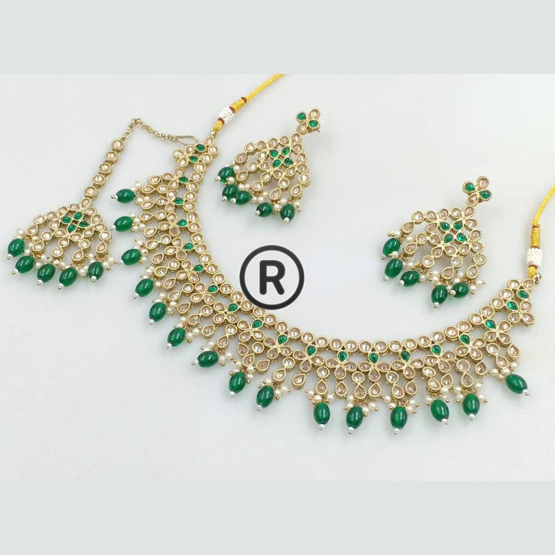 Manisha Jewellery Gold Plated Crystal Stone And Beads Necklace Set