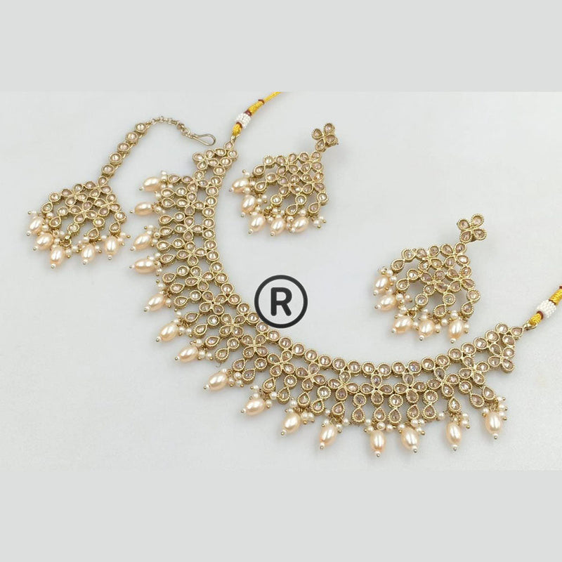 Manisha Jewellery Gold Plated Crystal Stone And Beads Necklace Set