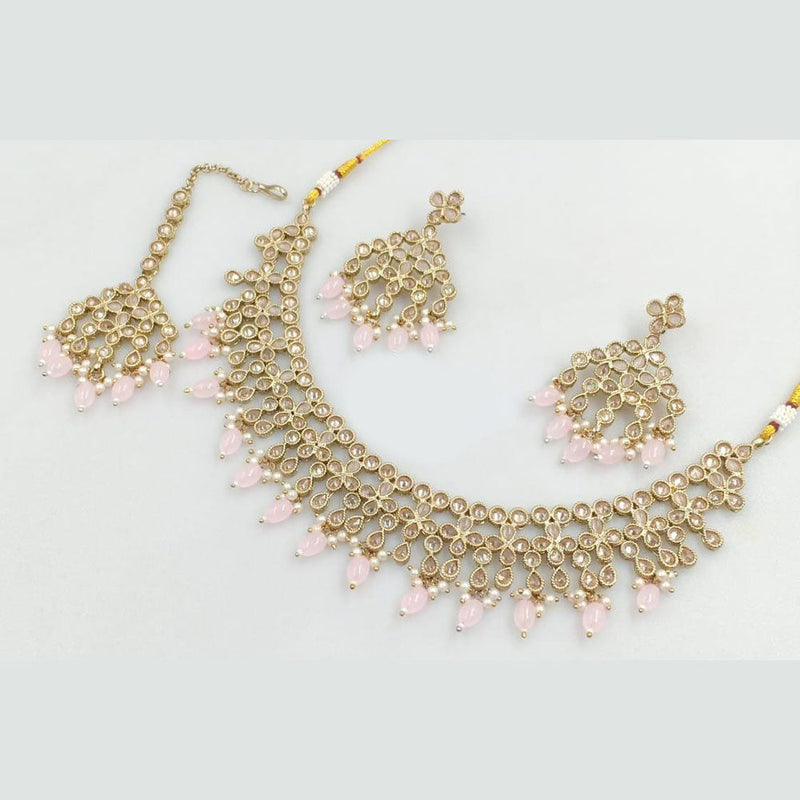 Manisha Jewellery Gold Plated Crystal Stone And Beads Necklace Set