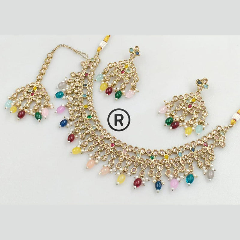 Manisha Jewellery Gold Plated Crystal Stone And Beads Necklace Set