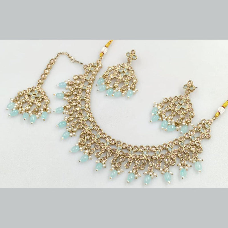 Manisha Jewellery Gold Plated Crystal Stone And Beads Necklace Set