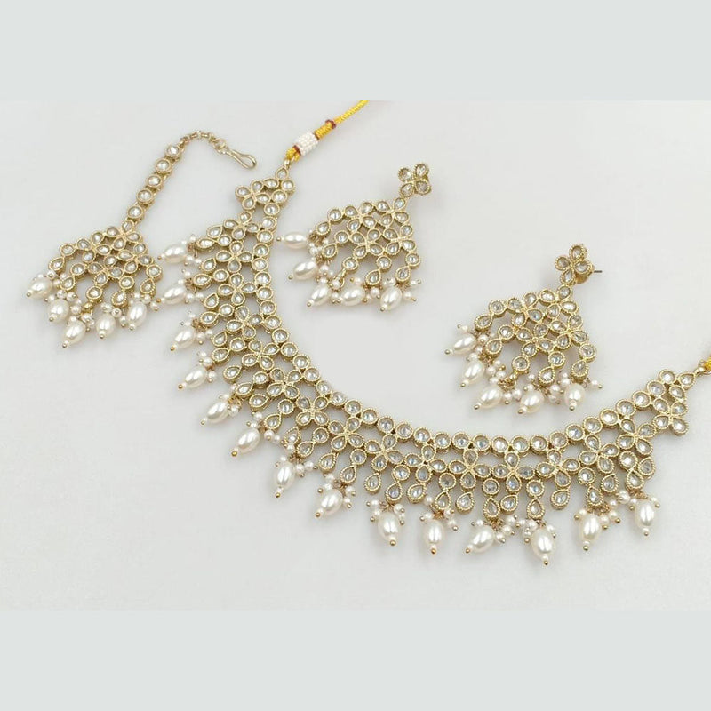 Manisha Jewellery Gold Plated Crystal Stone And Beads Necklace Set