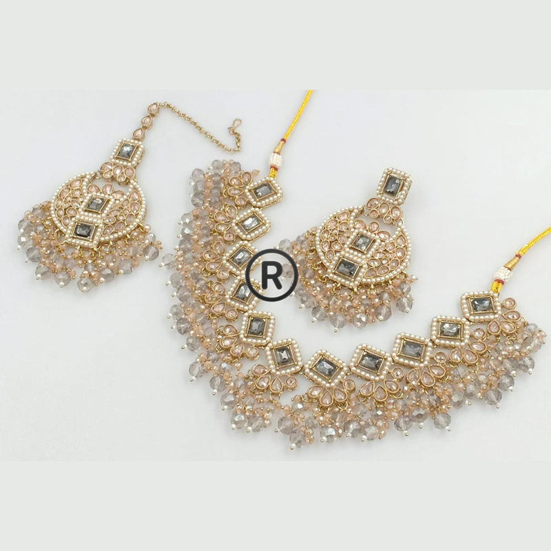 Manisha Jewellery Gold Plated Crystal Stone And Beads Necklace Set