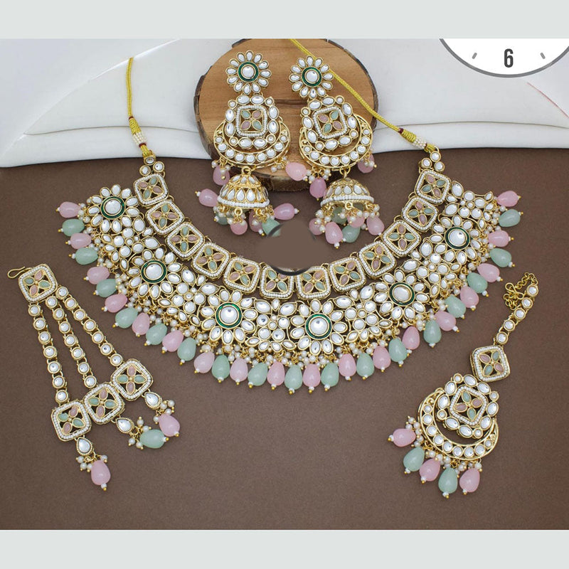 Manisha Jewellery Gold Plated Kundan Stone And Beads Necklace Set