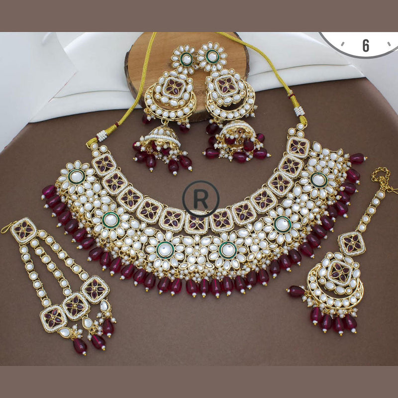 Manisha Jewellery Gold Plated Kundan Stone And Beads Necklace Set