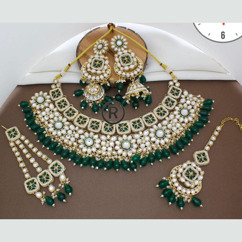 Manisha Jewellery Gold Plated Kundan Stone And Beads Necklace Set