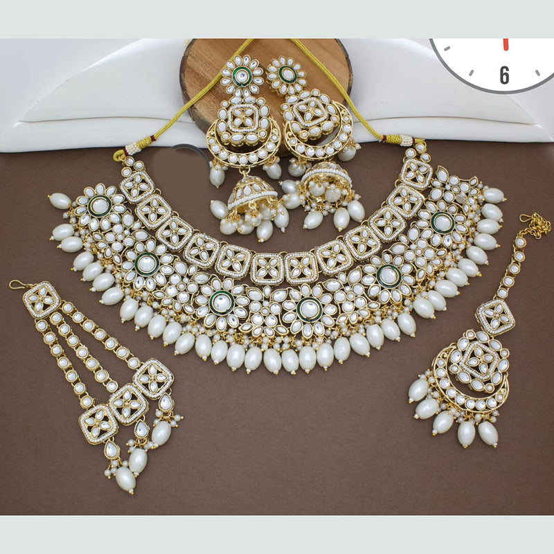 Manisha Jewellery Gold Plated Kundan Stone And Beads Necklace Set