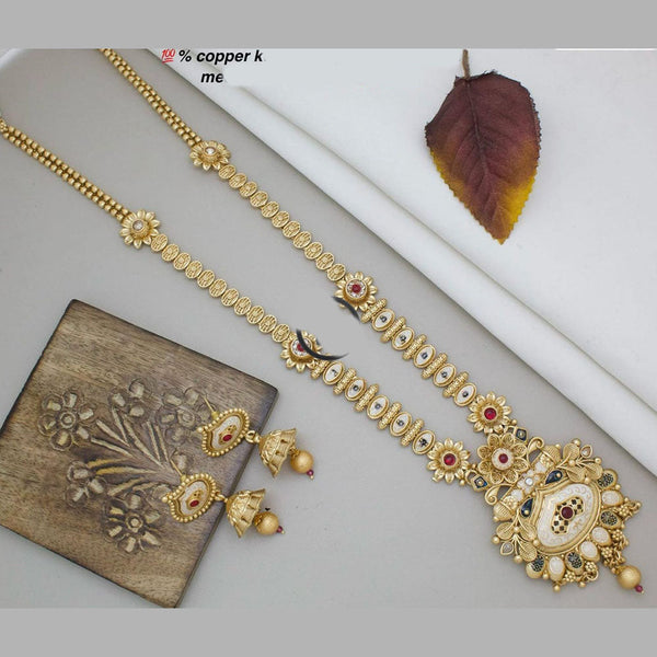 Manisha Jewellery Gold Plated Pota Stone Long Necklace Set