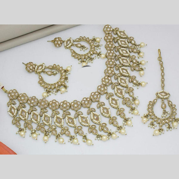 Manisha Jewellery Gold Plated Crystal Stone And Pearls Necklace Set