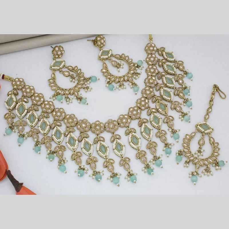 Manisha Jewellery Gold Plated Crystal Stone And Pearls Necklace Set