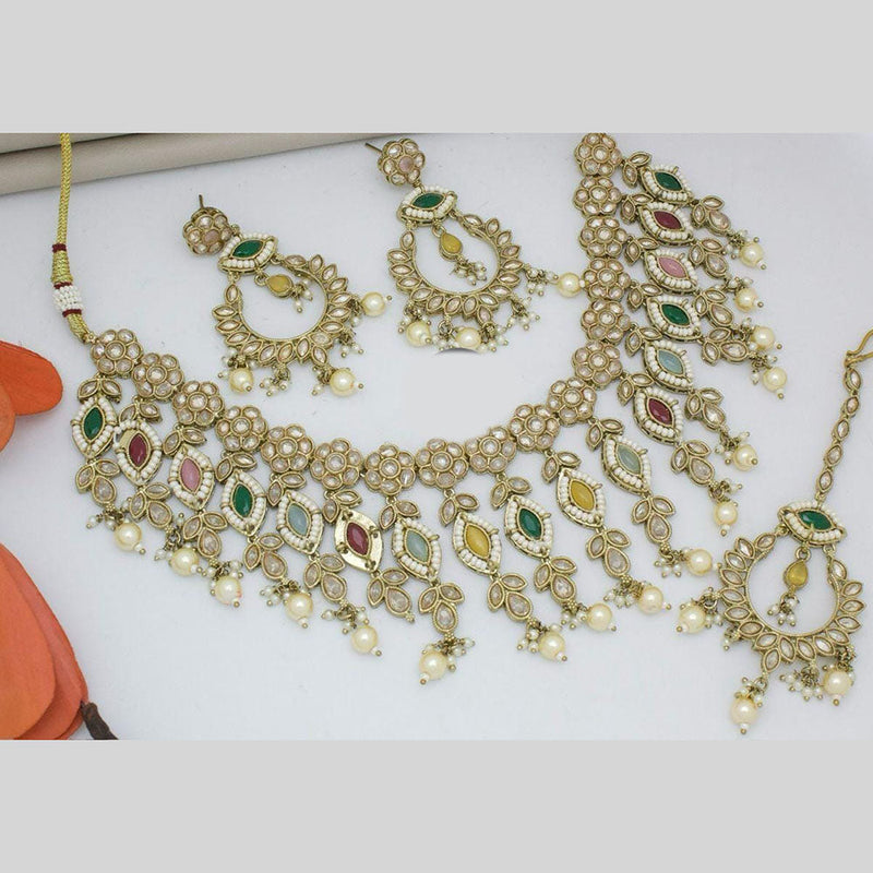 Manisha Jewellery Gold Plated Crystal Stone And Pearls Necklace Set