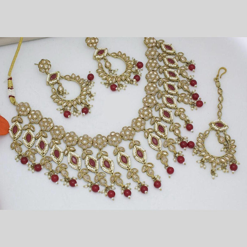 Manisha Jewellery Gold Plated Crystal Stone And Pearls Necklace Set