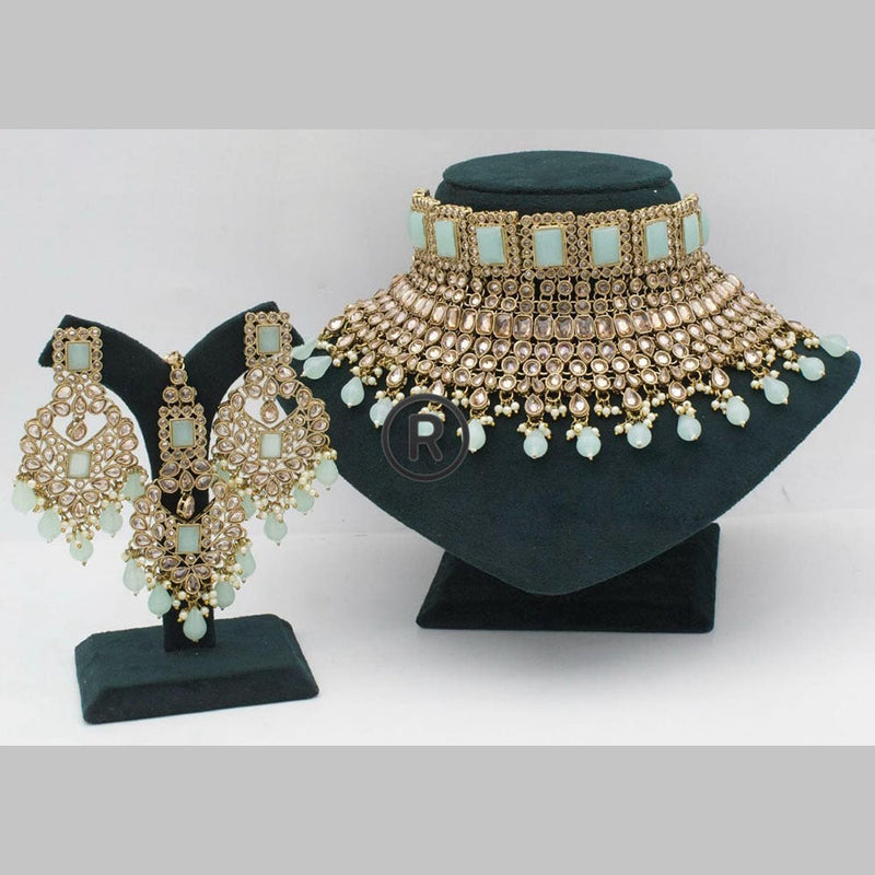 Manisha Jewellery Gold Plated Crystal Stone And Beads Choker Necklace Set