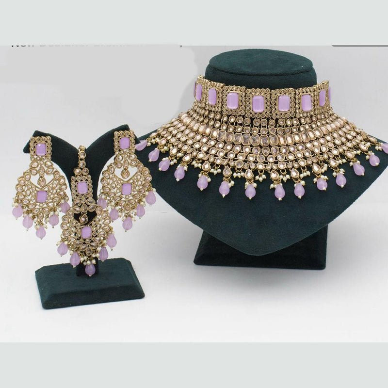 Manisha Jewellery Gold Plated Crystal Stone And Beads Choker Necklace Set