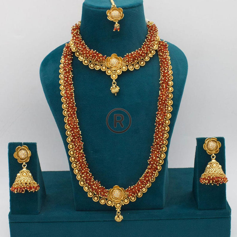 Manisha Jewellery Gold Plated Beads Double Necklace Set