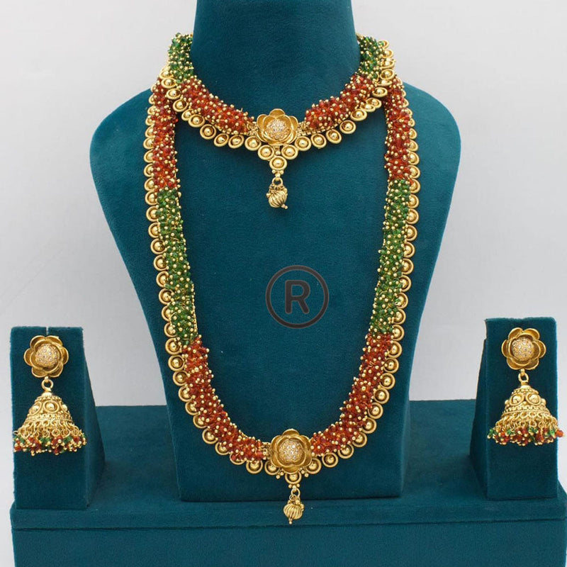 Manisha Jewellery Gold Plated Beads Double Necklace Set