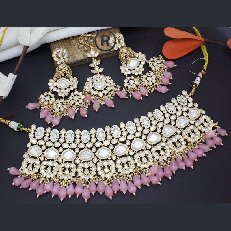 Manisha Jewellery Gold Plated Polki Kundan And Beads Choker Necklace Set