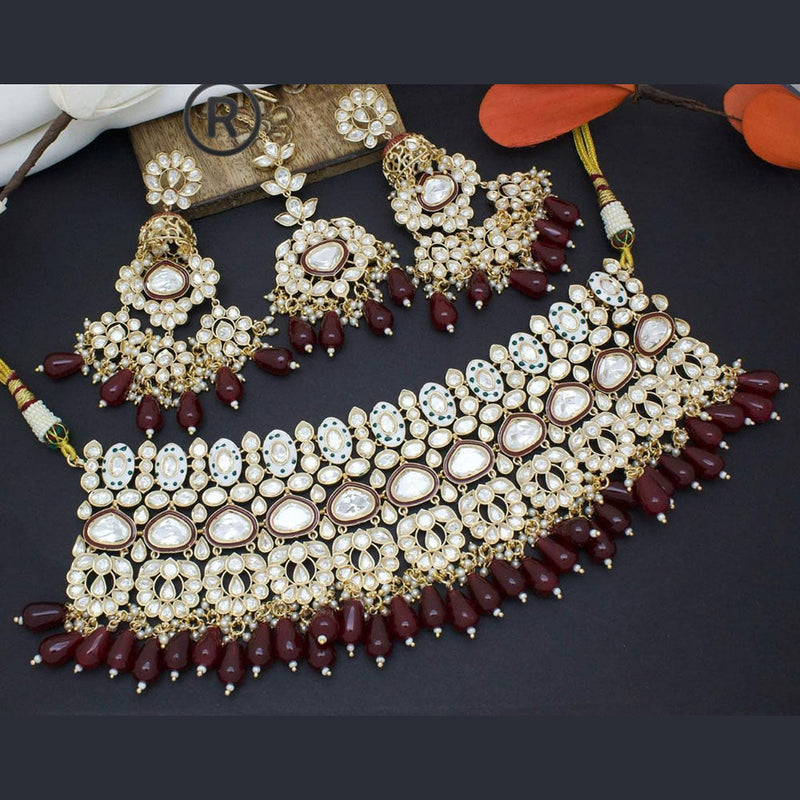 Manisha Jewellery Gold Plated Polki Kundan And Beads Choker Necklace Set