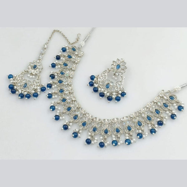 Manisha Jewellery Silver Plated Crystal Stone And Beads Necklace Set