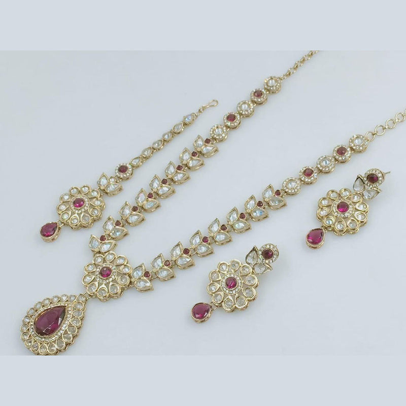 Manisha Jewellery Gold Plated Crystal Stone Long Necklace Set