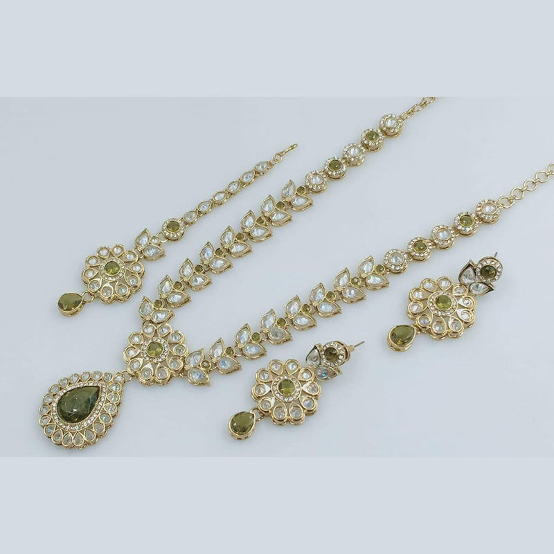 Manisha Jewellery Gold Plated Crystal Stone Long Necklace Set