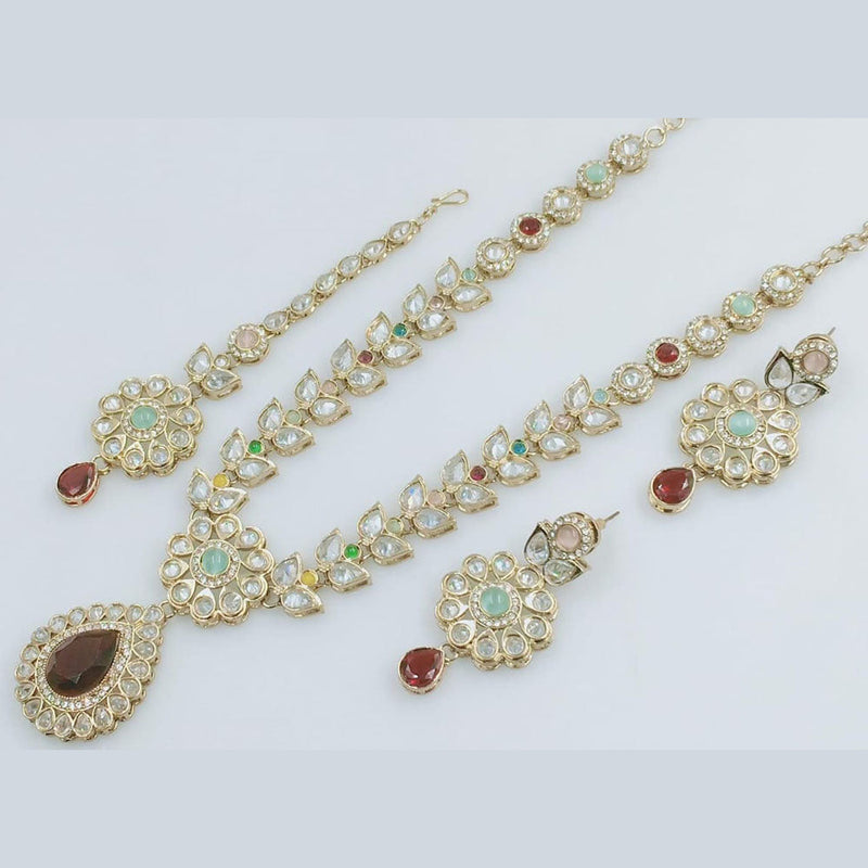 Manisha Jewellery Gold Plated Crystal Stone Long Necklace Set