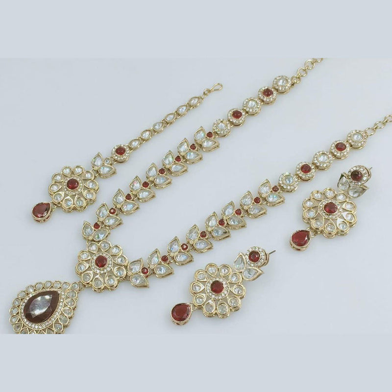 Manisha Jewellery Gold Plated Crystal Stone Long Necklace Set