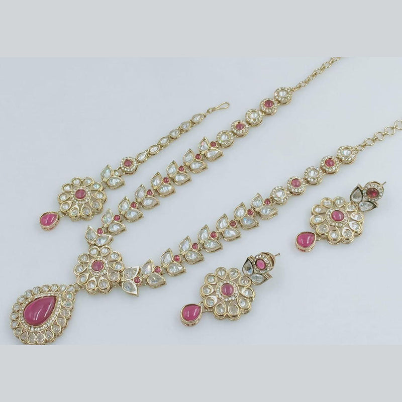 Manisha Jewellery Gold Plated Crystal Stone Long Necklace Set