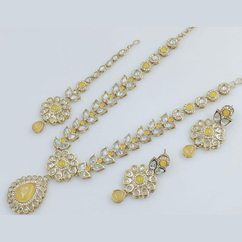 Manisha Jewellery Gold Plated Crystal Stone Long Necklace Set