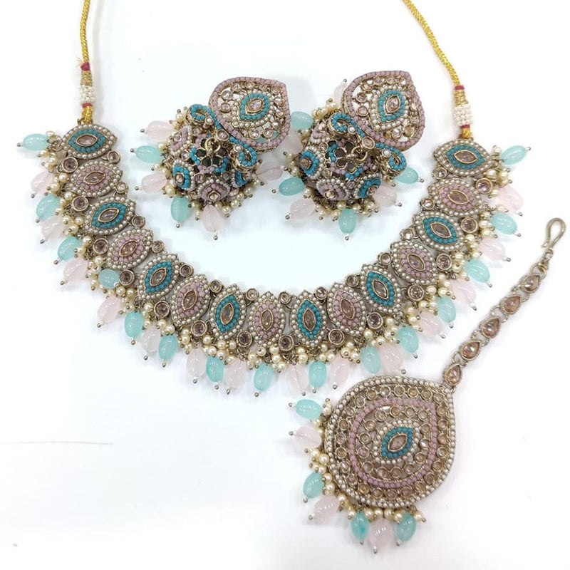 Manisha Jewellery Gold Plated Crystal Stone And Beads Necklace Set