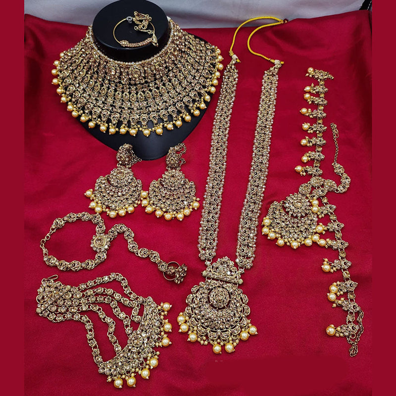 Manisha Jewellery Gold Plated Crystal Stone And Beads Bridal Set