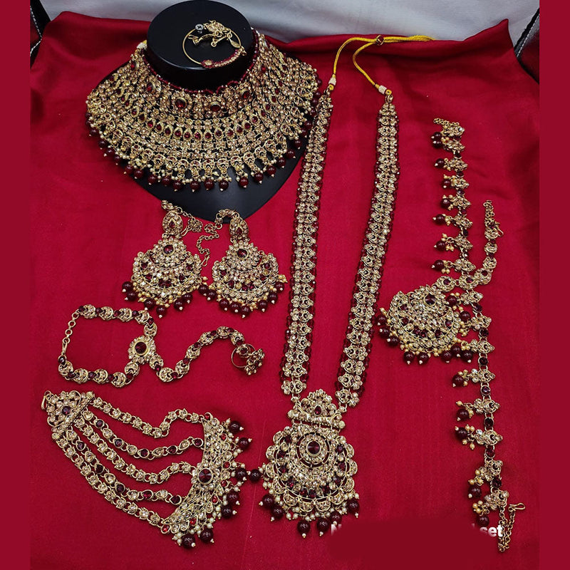 Manisha Jewellery Gold Plated Crystal Stone And Beads Bridal Set