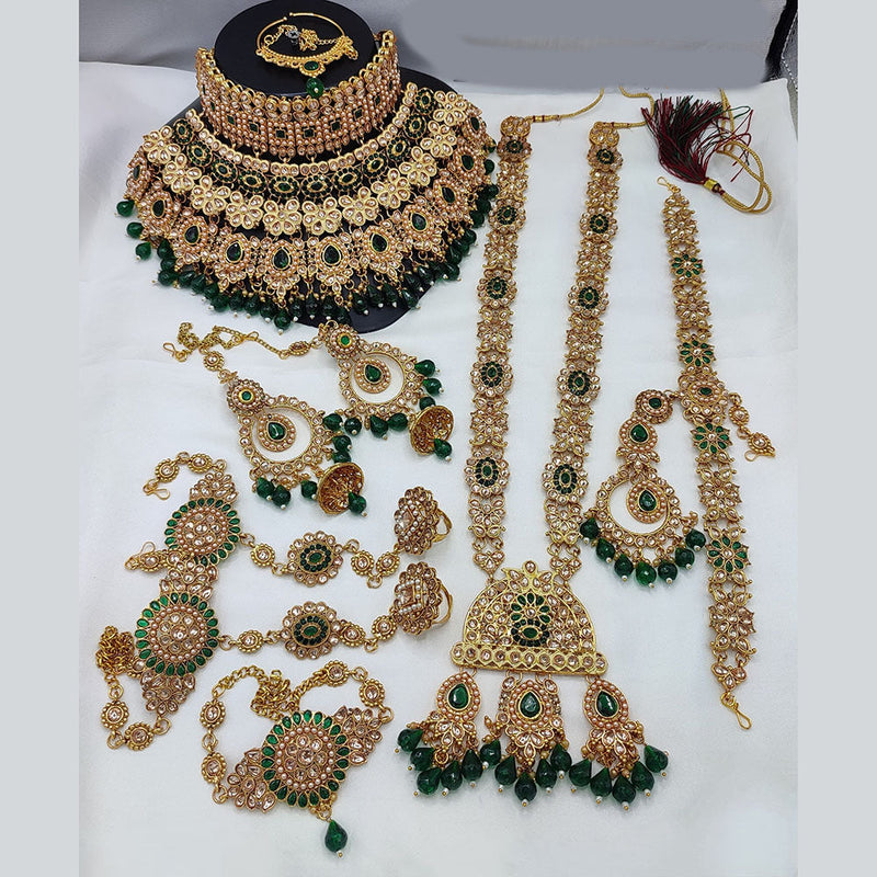 Manisha Jewellery Gold Plated Crystal Stone And Beads Bridal Set