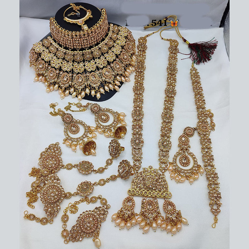 Manisha Jewellery Gold Plated Crystal Stone And Beads Bridal Set