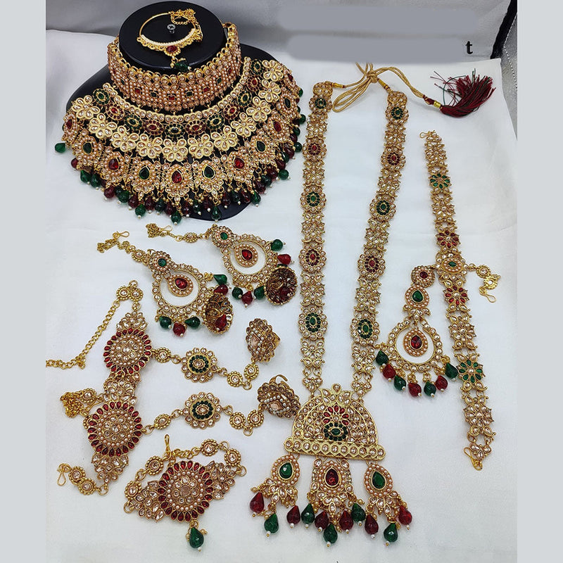 Manisha Jewellery Gold Plated Crystal Stone And Beads Bridal Set