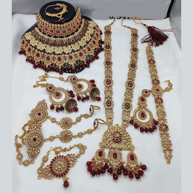 Manisha Jewellery Gold Plated Crystal Stone And Beads Bridal Set