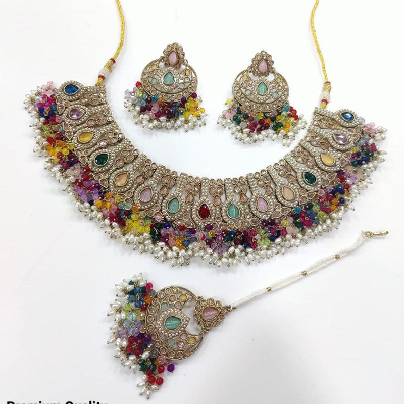 Manisha Jewellery Gold Plated Crystal Stone And Pearls Necklace Set