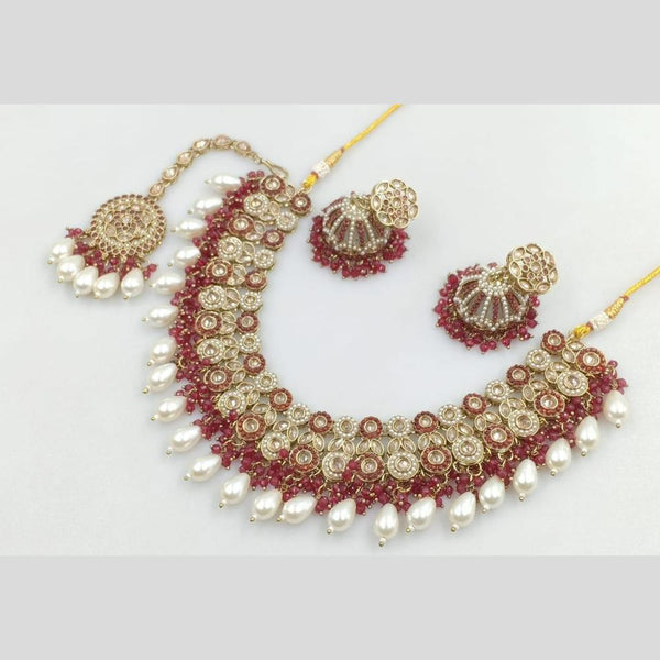 Manisha Jewellery Gold Plated Crystal Stone And Pearls Necklace Set