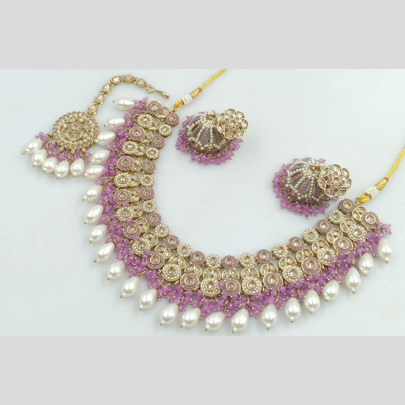 Manisha Jewellery Gold Plated Crystal Stone And Pearls Necklace Set