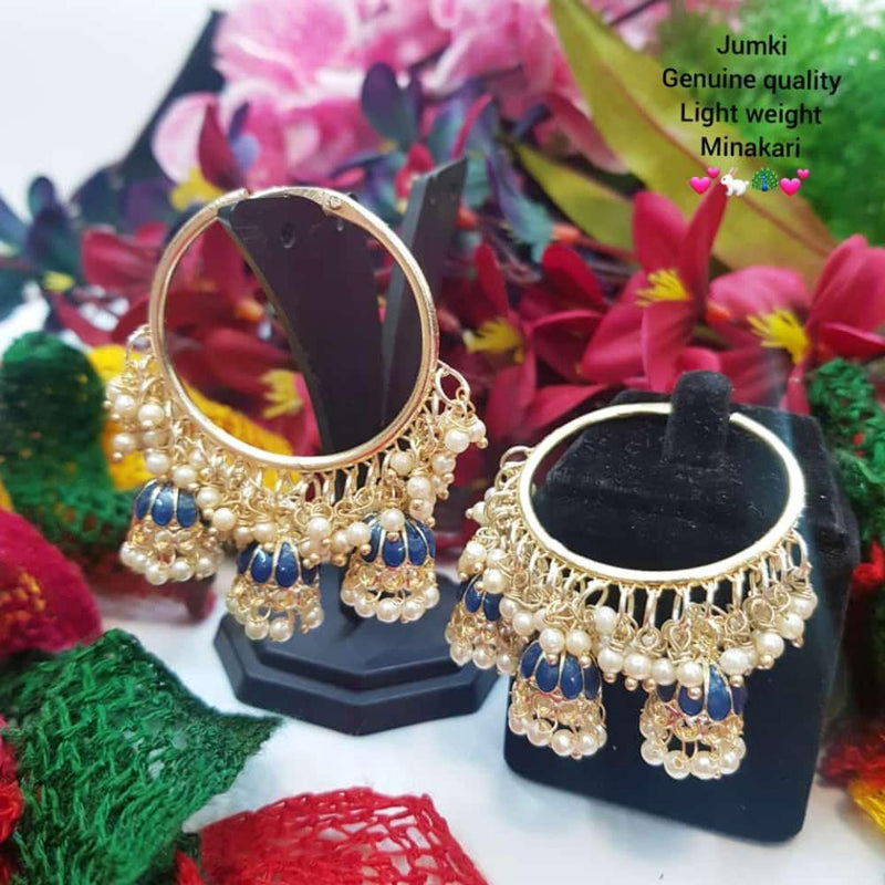 Manisha Jewellery Gold Plated Meenakari And Pearls Jhumki Earrings