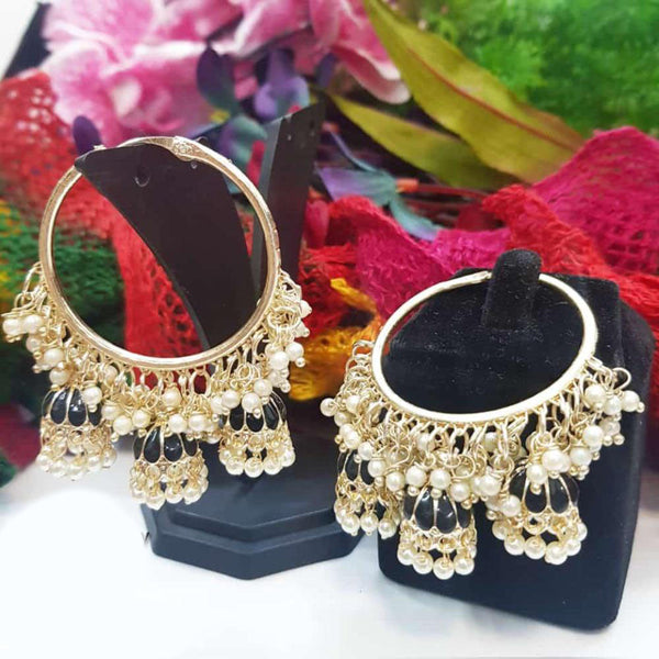 Manisha Jewellery Gold Plated Meenakari And Pearls Jhumki Earrings