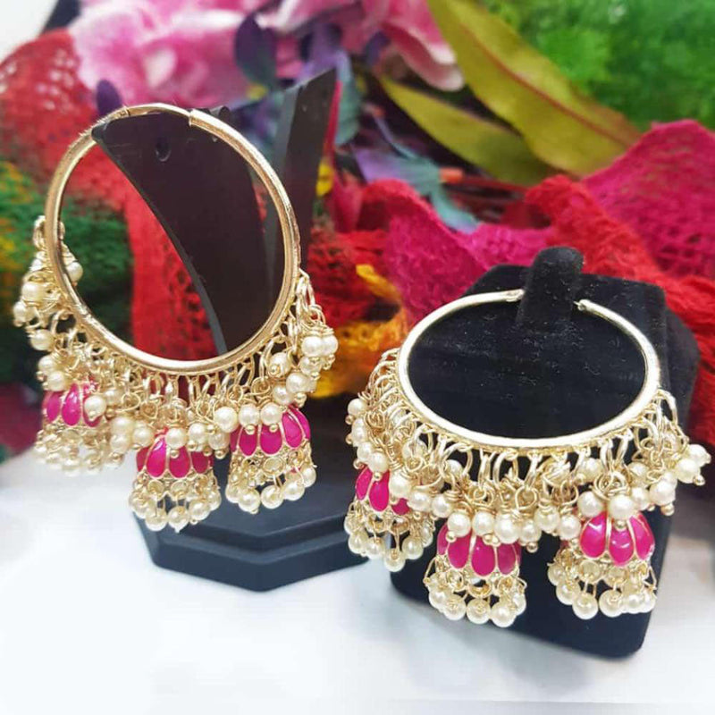 Manisha Jewellery Gold Plated Meenakari And Pearls Jhumki Earrings