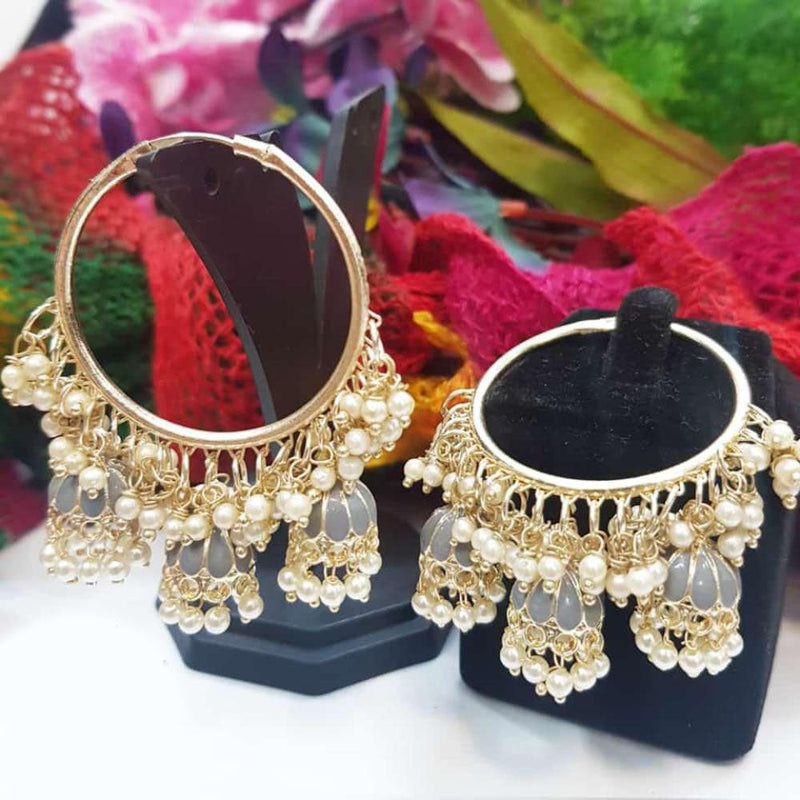 Manisha Jewellery Gold Plated Meenakari And Pearls Jhumki Earrings