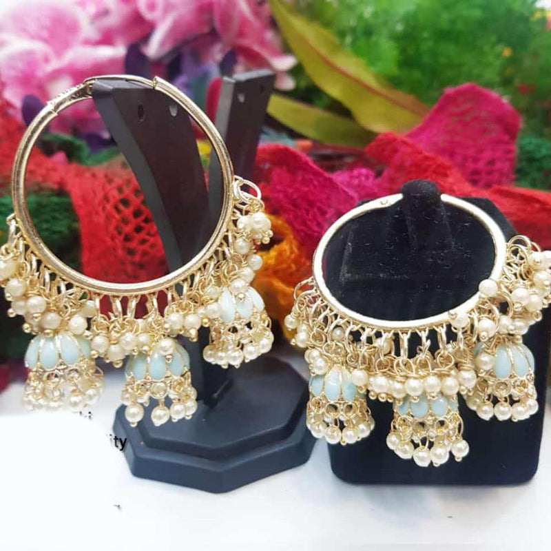 Manisha Jewellery Gold Plated Meenakari And Pearls Jhumki Earrings