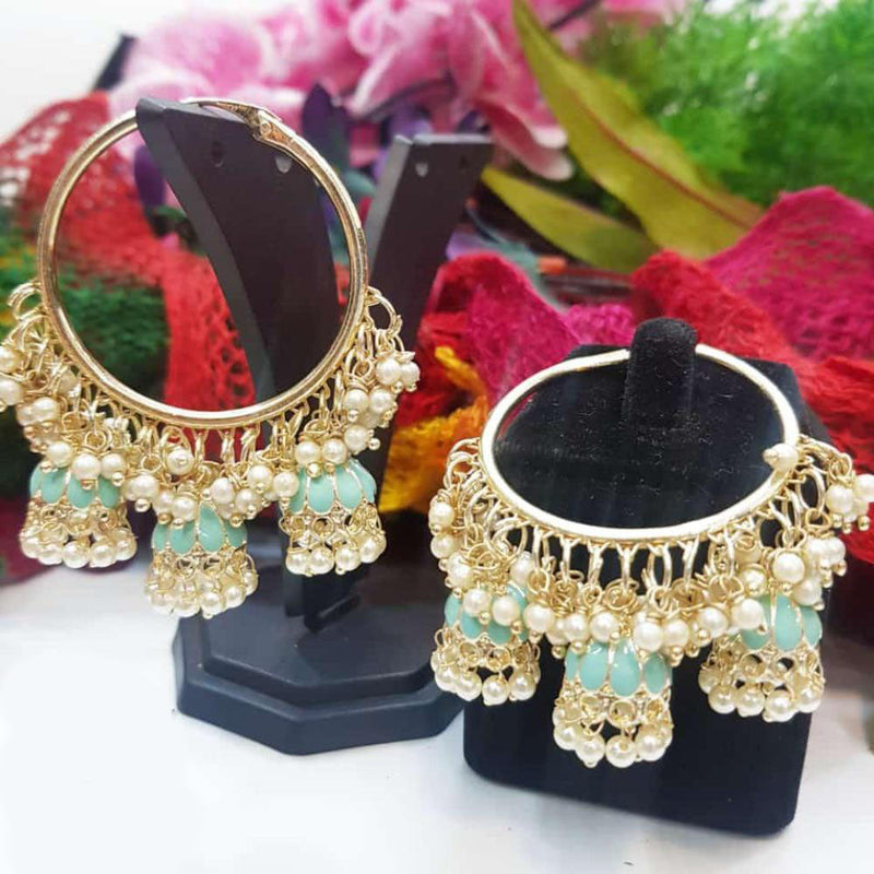 Manisha Jewellery Gold Plated Meenakari And Pearls Jhumki Earrings