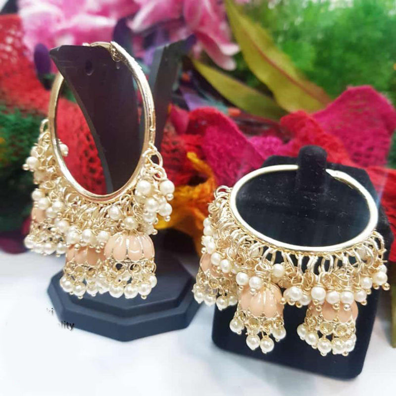 Manisha Jewellery Gold Plated Meenakari And Pearls Jhumki Earrings