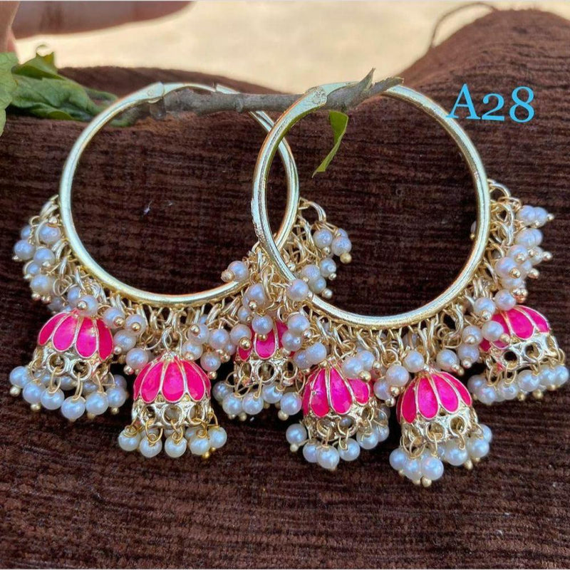 Manisha Jewellery Gold Plated Meenakari And Pearls Jhumki Earrings