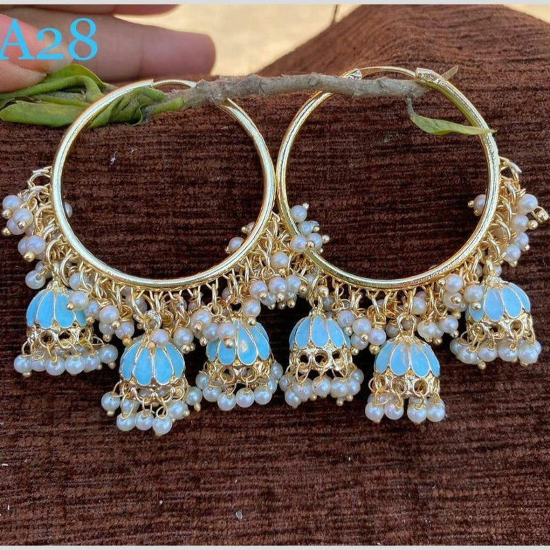 Manisha Jewellery Gold Plated Meenakari And Pearls Jhumki Earrings