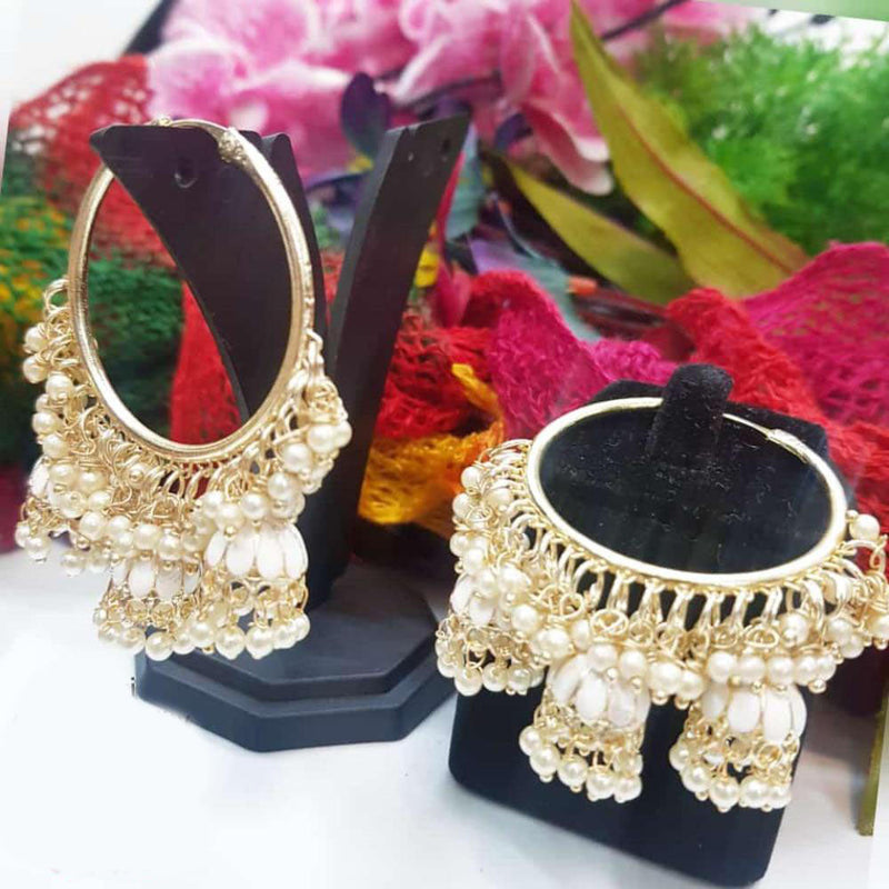 Manisha Jewellery Gold Plated Meenakari And Pearls Jhumki Earrings